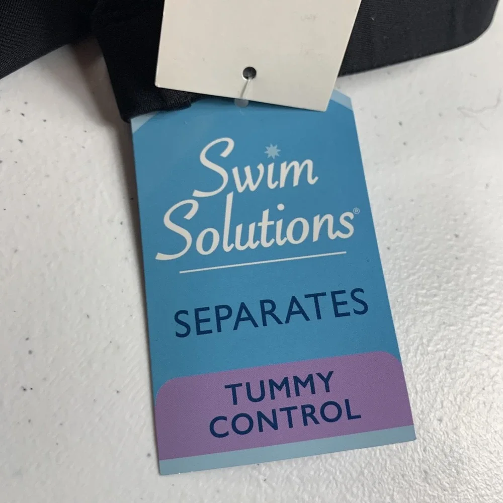 Swim Solutions Women's Swim Bottoms Size 16 Black Solid High Waisted Brief NWT‎ - Picture 4 of 7